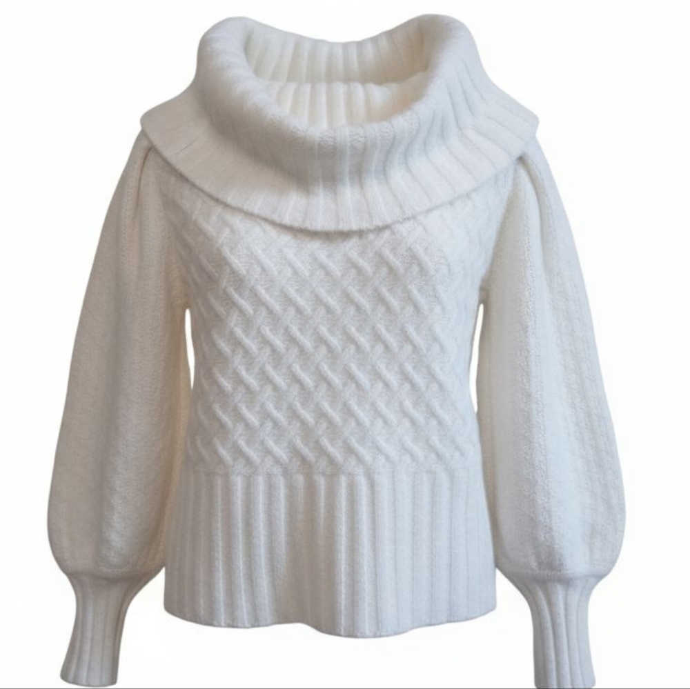 Anthropologie Margo Soft Off the Shoulder‎ Cream Sweater Size Small